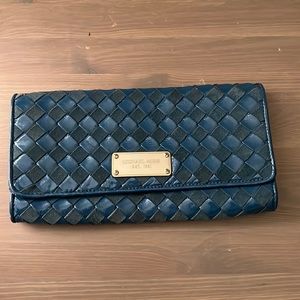 Michael Kors blue Suede and shiny cluch